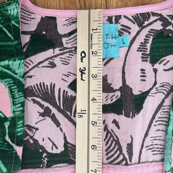 Judith March Tropical Pink & Green Tassel Palm Leaf  Fringe Hem Kimono Size L - Picture 9 of 10